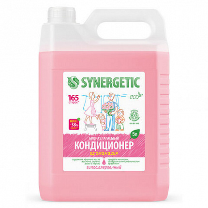 Кондиционер-ополаскиватель для белья 5 л SYNERGETIC "Аромамагия", гипоаллергенный, концентрат, 110500