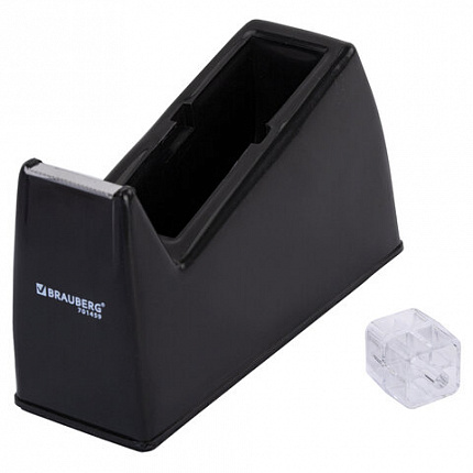 Диспенсер для клейкой ленты шириной до 26 мм, ЧЕРНЫЙ (лента в подарок!), утяжеленный большой, BRAUBERG, 701459