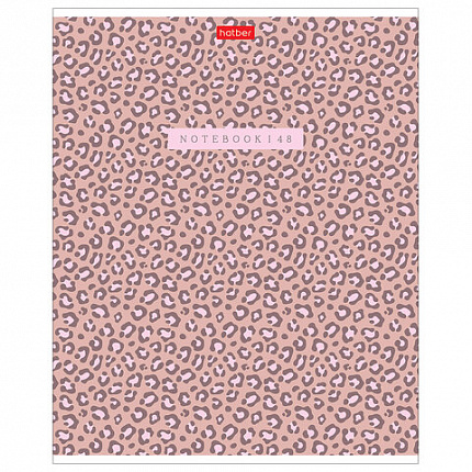 Тетрадь обложка пластик, А5 48л. скоба, клетка, HATBER, LEO-принт (микс в спайке), 09, 48Т5В1пл