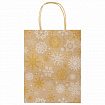 Пакет подарочный КОМПЛЕКТ 10 штук новогодний 18x10x23 см, "Снежинки", ЗОЛОТАЯ СКАЗКА, 592126