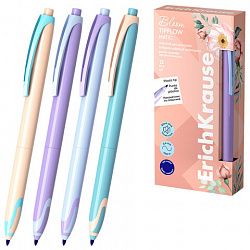 Ручка-роллер автоматическая ERICH KRAUSE "TipFlow Pastel Bloom", СИНЯЯ, корпус ассорти, 0,4 мм, 63705