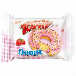 Кекс TODAY "Donut", со вкусом клубники, ТУРЦИЯ, 24 штуки по 40 г в шоу-боксе, 1367т
