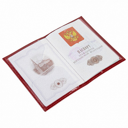 Обложка для паспорта натуральная кожа "наплак", тиснение золотом "Impression", красная, BRAUBERG, 238211