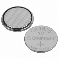 Батарейка литиевая SONNEN Lithium CR1620 "таблетка, дисковая, кнопочная" 1 шт., блистер, 455599