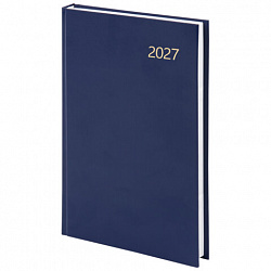 Ежедневник датированный 2027 145х215мм, А5, STAFF, обложка бумвинил, синий, 117816