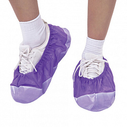 Бахилы ламинированные, КОМПЛЕКТ 500 шт., 38х16 см, спанбонд + ПВД, 100 мкм, 13 г, фиолетовые, ELEGREEN, ПВД-50/2р-Ф-Б