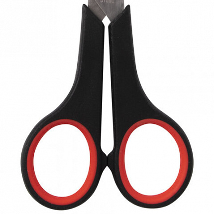 Ножницы STAFF EVERYDAY, 170 мм, бюджет, резиновые вставки, черно-красные, ПВХ чехол, 237498