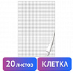 Блокнот для флипчарта ПЛОТНЫЙ 80 г/м2, BRAUBERG, 67,5х98 см, 20 листов, белый (КЛЕТКА), 128645