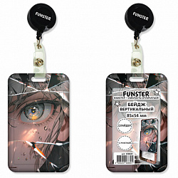 Бейдж вертикальный с 3D-печатью "Отражение" (85х54 мм), с рулеткой, СЛАЙДЕР, FUNSTER (ФАНСТЕР), 238841