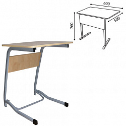 Стол-парта 1-местный нерегулируемый "Олимп" 600х500х760 мм, рост 6, серый каркас, ЛДСП клён