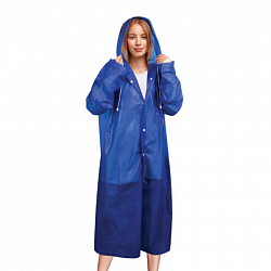 Дождевик плащ на кнопках, EVA, многоразовый прочный, чехол в комплекте, универсальный размер, синий, SHAMAANI (ШАМААНИ), 610931