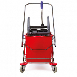 Тележка уборочная BRABIX, 2 съемных ведра 25 л, механический отжим, металлический каркас, 601499