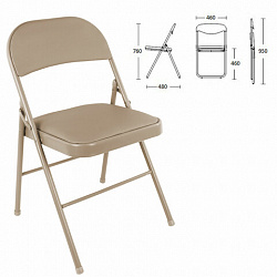 Стулья складные BRABIX "Golf Plus CF-003" КОМФОРТ, КОМПЛЕКТ 4шт., бежевый каркас, кожзам бежевый, 533033