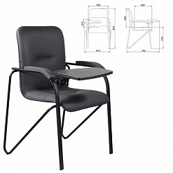 Кресло со столом BRABIX "Samba CF-108 BOX-2", черный каркас, кожзам черный, разобрано, 533217