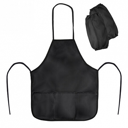 Фартук с нарукавниками для уроков труда ПИФАГОР, 3 кармана, стандартный размер, 44x55 см, черный, 273755