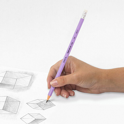 Карандаш чернографитный с ластиком STAFF EVERYDAY BLP-CLR, 1 шт., НВ, цвет корпуса ассорти, 182117