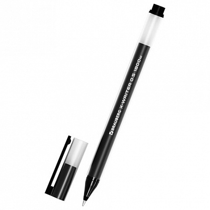 Ручка гелевая BRAUBERG X-WRITER 1800, УВЕЛИЧЕННАЯ ДЛИНА ПИСЬМА 1 800 м, ЧЕРНАЯ, стандартный узел 0,5 мм, 144135