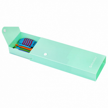 Пенал пластиковый BRAUBERG, 1 отделение, на кнопке, 20x7 см, ассорти, "Pastel", 273770