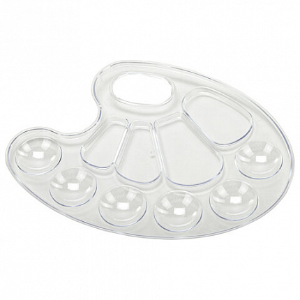 Палитра для рисования BRAUBERG KIDS, прозрачная, овальная, 10 ячеек (6 ячеек для красок и 4 для смешивания), европодвес, 192354