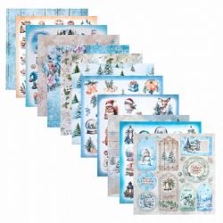 Бумага для скрапбукинга 30х30 см "Новогодний дизайн", двусторонняя, 12 листов, 180 г/м2, ОСТРОВ СОКРОВИЩ, 665438