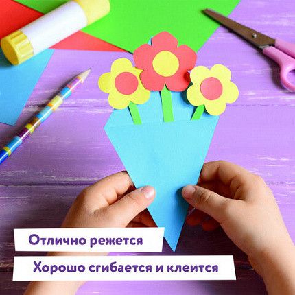 Цветная бумага А4 офсетная, 24 листа, 8 цветов, в папке, ЮНЛАНДИЯ, 200х283 мм, "Котенок", 115168