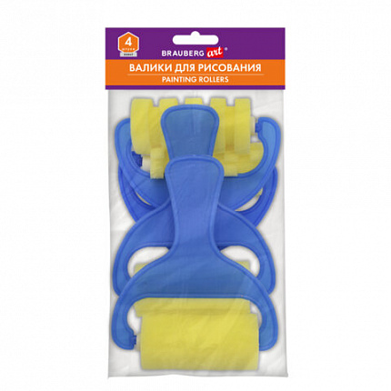Валики для рисования художественные, набор 4 штуки, BRAUBERG ART DEBUT, 201090
