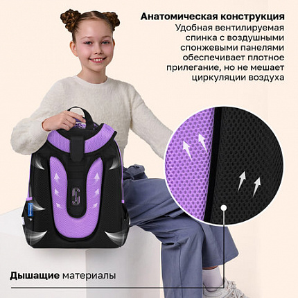 Ранец BRAUBERG SHINY, 2 отделения, с брелоком, "Милая мордочка", 38х28х14 см, 273142