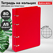 Тетрадь на кольцах А5 160х215 мм, 80 л., пластик, клетка, BRAUBERG, "Красный", 403252