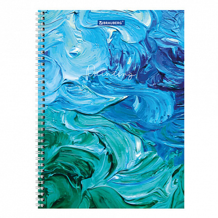 Тетрадь А4, 120 л., BRAUBERG гребень, клетка, обложка картон, "Painting", 404072