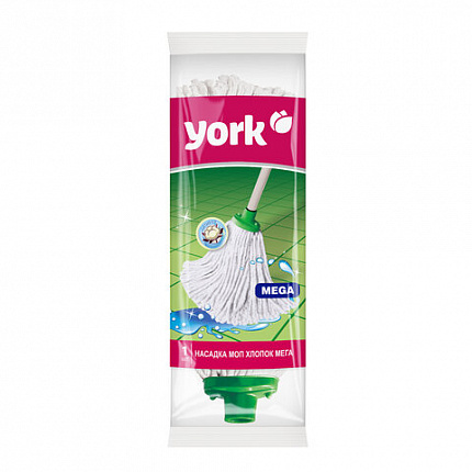 Насадка МОП для швабры веревочная, Мега, крепление еврорезьба, хлопок, 25см, 200г, YO, 73010