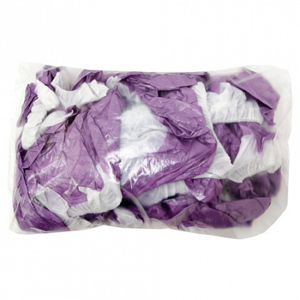 Бахилы двойные, КОМПЛЕКТ 100 шт. (50 пар), ЭКСТРА, 39х14 см, 32 мкм, 3 г, бело-фиолетовые, ELEGREEN, ПНД-8/8/1р-Б-Ф