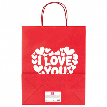 Пакет подарочный (1 штука) 26х13х32 см (L) "Love Story", ассорти, крафт, ЗОЛОТАЯ СКАЗКА, 700821
