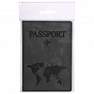 Обложка для паспорта "Passport Map", мягкая экокожа, графитовая, STAFF, 238875