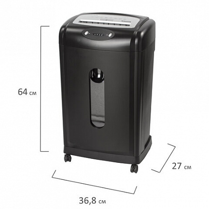 Уничтожитель (шредер) BRAUBERG S18-S, БЕСШУМНЫЙ, 2 уровень секретности, полоски 6 мм, 18 листов, корзина 28 литров, 530961