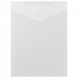 Папка-конверт с кнопкой А4, BRAUBERG "UNIVERSAL", до 100 листов, вертикальная, прозрачная, 0,15 мм, 273075