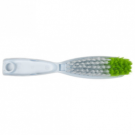 Совок для мусора КОМПЛЕКТ+ щетка сметка, пластиковые, резиновая кромка, бело-зеленый, ЛЮБАША, 603615