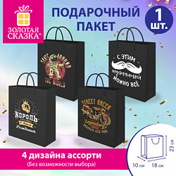 Пакет подарочный (1 штука) 18х10х23 см (M), "Man Collection", ассорти, крафт, ЗОЛОТАЯ СКАЗКА, 700804