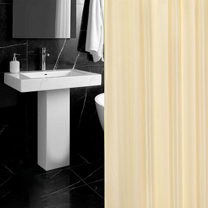 Шторка для ванной ПОЛИЭСТЕР, 180х200 см, кольца в комплекте, ЗОЛОТОЙ БРИЛЛИАНТ, PRIMILA (ПРИМИЛА), 700095