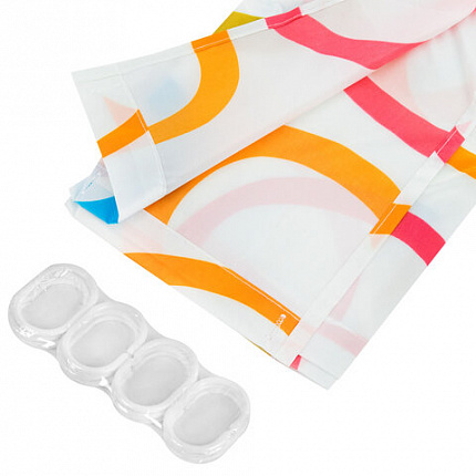 Шторка для ванной ПОЛИЭСТЕР, 180х200 см, кольца в комплекте, КРУГИ, PRIMILA (ПРИМИЛА), 700086