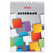 Блокнот А5, 146х205 мм, 80 л., гребень, картон, жесткая подложка, клетка, BRAUBERG, "Кубы", 129819