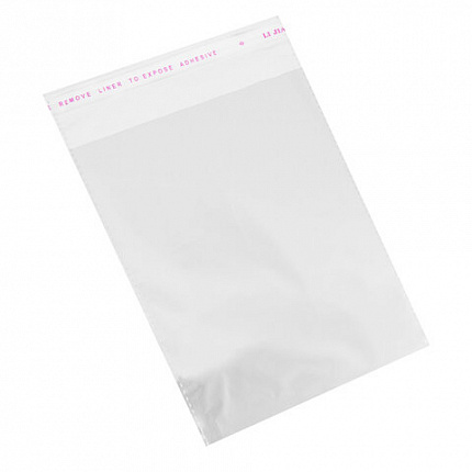 Пакеты БОПП с клеевым клапаном КОМПЛЕКТ 100 штук, 40х60 + 4 см, 53 мкм, с усиленным швом, BRAUBERG, 700420