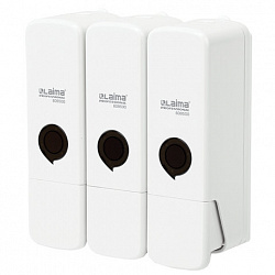 Дозатор тройной 3 х 0,3 л для жидкого мыла/шампуня/геля LAIMA PREMIUM, НАЛИВНОЙ, белый, 609500