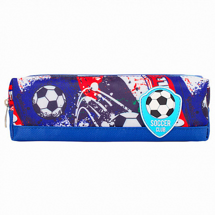 Пенал ЮНЛАНДИЯ, 1 отделение, полиэстер, "Football", синий, 19х4х6 см, 270270