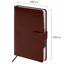 Ежедневник датированный 2026 А5 148х218 мм, GALANT "Ritter", под кожу, коричневый, 117490