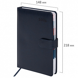 Ежедневник датированный 2026 А5 148х218 мм, GALANT "Ritter", под кожу, темно-синий, 117492