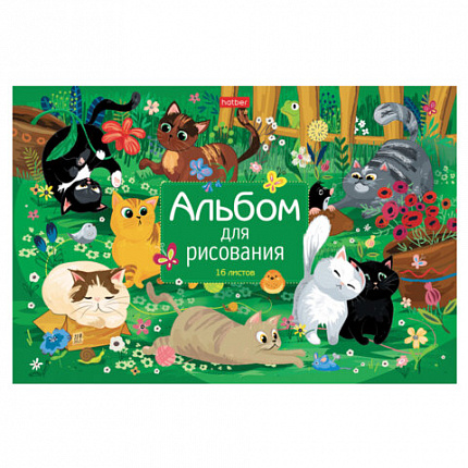 Альбом для рисования А4 16 л., скоба, обложка картон, HATBER, 205х290 мм, Ассорти "Выпуск №3", 085131, 16А4В