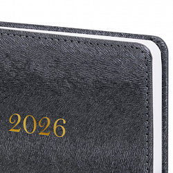 Ежедневник датированный 2026 А5 138х213 мм, BRAUBERG "Elegant", под кожу, застежка, черный, 117368