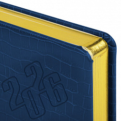 Ежедневник датированный 2026, А5, 138x213 мм, BRAUBERG "Comodo", под кожу, синий, 117050