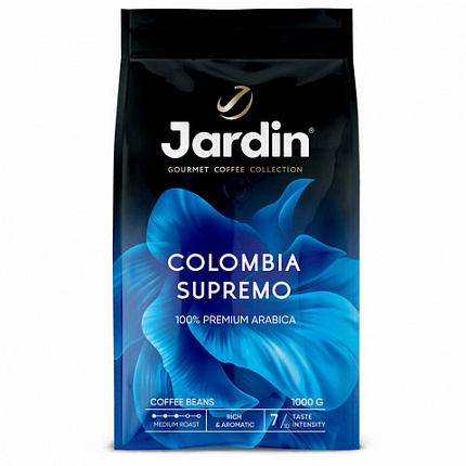 Кофе в зернах JARDIN "Colombia Supremo" 1 кг, арабика 100%, 0605-8