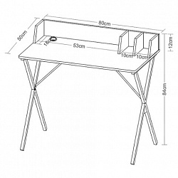 Стол на металлокаркасе BRABIX "LOFT CD-007", 800х500х840 мм, органайзер, комбинированный, 641227